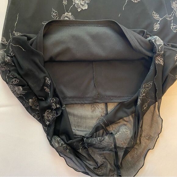 90s Byer Too! Deadstock Floral Black Midi Dress Size Small - Picture 8 of 13